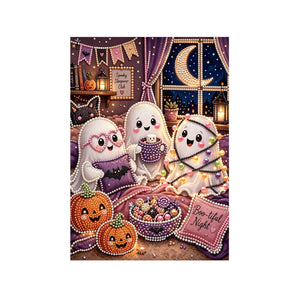 AMZ Pearl Diamond Art Painting Kit Cute Three Ghosts Pearl Rhinestones 3D Glitter Beginner Tools Painting Kit