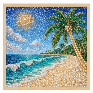 AMZ Diamond Painting (Island Beach Coconut Tree Bead Embroidery) – Creative Home Decor, DIY Landscape Art, Handmade Diamond Painting