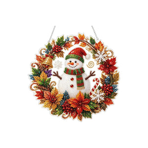 AMZ Diamond Art Hanging Ornament Set - Christmas Snowman, Halloween, Christmas, Thanksgiving, Home Door Hanging Decoration, Parent-Child Interactive Activity
