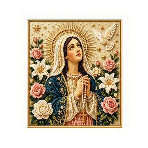 AMZ Christmas DIY Art Set - Praying Virgin Mary, a creative gift to enhance the festive atmosphere, featuring diamond painting decorations for home decor