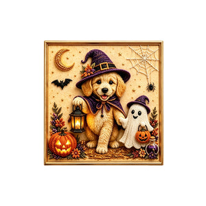 Dowmoo Cute Pumpkin Dog Pearl Diamond Painting Bead Craft Kit - Little Golden Retriever, for festive decorations and creating a cozy atmosphere