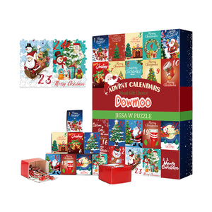 Dowmoo Christmas Advent Calendar Puzzle, a creative toy puzzle, a Christmas surprise calendar puzzle gift box