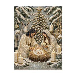 AMZ Christmas Pearl Diamond Painting DIY Craft - Jesus' Birth, Dual Material, 3D High Definition, Suitable for Beginners, Other Toys
