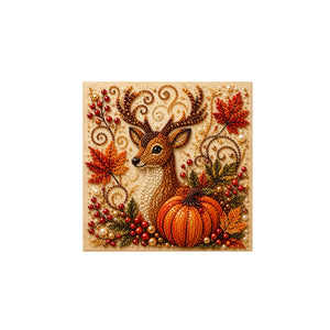 AMZ Halloween Pumpkin Pearl Diamond Art Set - Reindeer, Creative 3D Bead Craft Home Decoration Hanging Picture