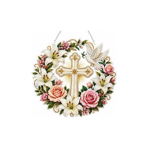 AMZ Diamond Art Hanging Ornament Set - Cross, Halloween, Christmas, Thanksgiving, Home Door Hanging Decoration, Parent-Child Interactive Activity