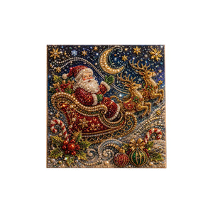 AMZ Christmas Pearl Art DIY Painting Set - Christmas Skiing Santa Claus, High-Quality Canvas, Gift Set