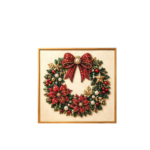 DOWMOO 5D Acrylic Diamond Pearl Painting - Christmas Wreath, 3D DIY Holiday Decoration Toy