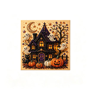 Dowmoo Halloween Pearl Art DIY Kit - Pumpkin, Ghost, Castle, and Tree - Creative Decorations for Holiday Parties, Parent-Child Crafts