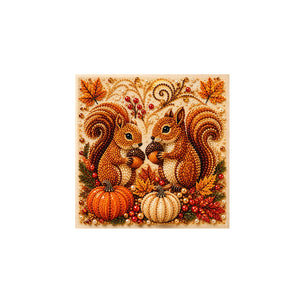 AMZ Halloween Pumpkin Pearl Diamond Art Set - Two Squirrels, Creative 3D Bead Craft Home Decoration Hanging Painting