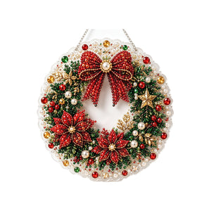 Dowmoo Christmas Pearl Art DIY Diamond Painting Hanging - Christmas Wreath, Christmas-themed Home Decor, Creative Holiday Decoration