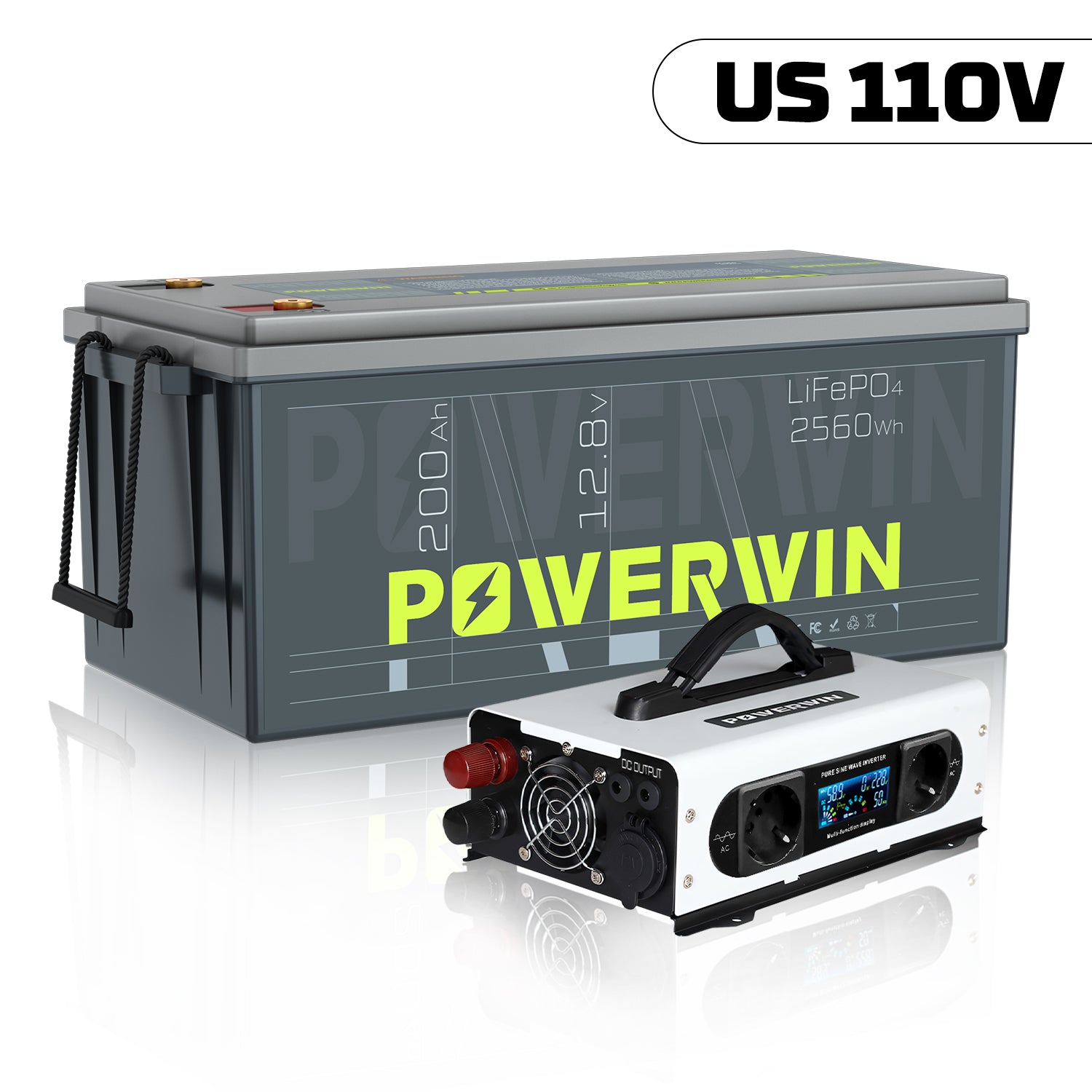 POWERWIN Portable Power Combo 2560Wh Lithium Battery+ 1200W Pure Sine Inverter BT200+PI1200