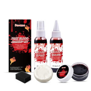 Dowmoo Halloween Fake Blood Makeup Set, for Creating Spooky Looks, Blood Plasma Dropper, Fake Blood Props for Holiday Parties