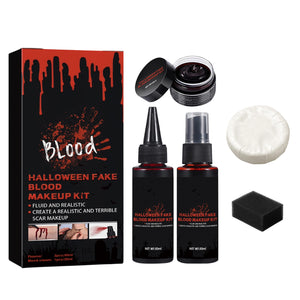 AMZ Halloween Fake Blood Makeup Set, Simulated Makeup Effect, Cosplay Stage Makeup Props, Holiday Party Makeup