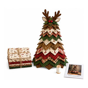 AMZ Christmas Tree Patchwork Quilt Set - Christmas Reindeer Antlers Fun and Personalized Creative Handmade DIY Patchwork Holiday Party Decorations