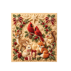Dowmoo Christmas Pearl Painting Art DIY Kit - Christmas Forest Wildlife, Christmas Holiday DIY Home Decoration Ornaments and Decorative Pieces