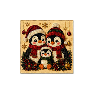 Dowmoo Christmas Pearl Diamond Painting Art Set - Three Penguins