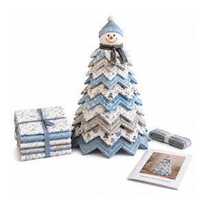 AMZ Christmas Tree Patchwork Quilt Set - Blue Hat Snowman Fun Personalized Creative Handmade DIY Patchwork Holiday Party Decorations