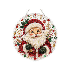 Dowmoo Christmas Pearl Art DIY Diamond Painting Hanging - Santa Claus, Christmas-themed home decor, creative holiday decorations
