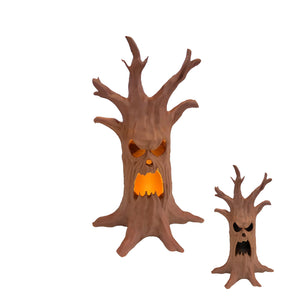 AMZ Haunted Tree Trunk: Creates a spooky atmosphere with built-in lights, featuring 3D bark textures, and is a versatile addition to any toy collection