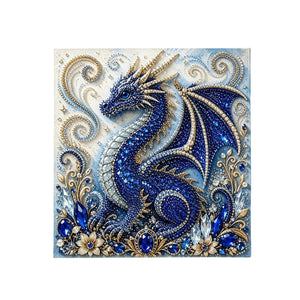 AMZ Dragon Diamond Art Painting Kit - Blue Dragon DIY Handmade Diamond Painting, 3D Art, Exquisite Home Decor