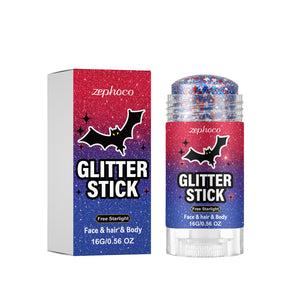 zephoco Halloween Shimmering Makeup Stick (Free Star Glitter) – a rotating glitter stick for face and body, creating a festive atmosphere