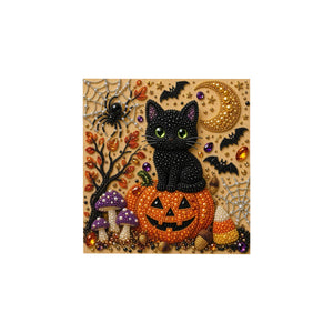 DOWMOO Halloween DIY Pearl and Diamond Art Set, Black Cat and Pumpkin, Resin 3D Relaxation Craft Toy