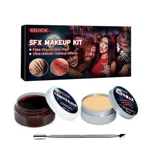 EELHOE Halloween Skin Wax Blood Plasma Makeup Set, Makeup Props, Scar Makeup, Horror Atmosphere Party Makeup Set