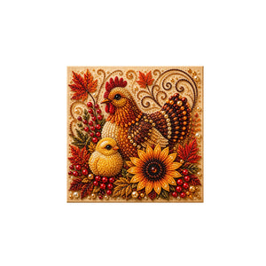 AMZ Halloween Pumpkin Pearl Diamond Art Set - Hen and Chick, Creative 3D Bead Craft Home Decoration Hanging Painting