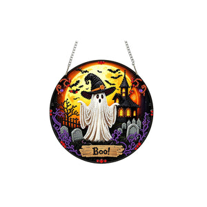 AMZ Diamond Art Hanging Decoration Set - Black Hat Ghost, Halloween, Christmas, Thanksgiving, Home Door Hanging Decoration, Parent-Child Interactive Activity
