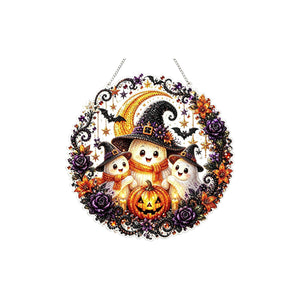 AMZ Diamond Art Hanging Decoration Set - Three Ghost Pumpkins, Halloween, Christmas, Thanksgiving, Home Door Hanging Decoration, Parent-Child Interactive Activity
