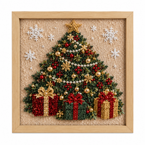AMZ 3D Christmas Fabric Punch Needle Kit, Bead Gift, Handmade 3D Decorative Set for Parents and Children