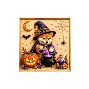 Dowmoo Cute Pumpkin Dog Pearl Diamond Painting Bead Craft Kit - Shiba Inu, for Holiday Decorations and Creating a Festive Atmosphere