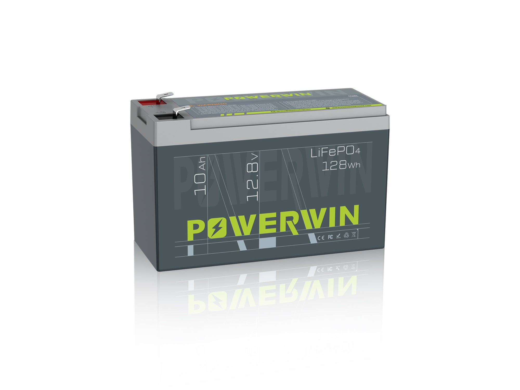 Powerwin Battery BT10 LiFePO4 Deep Cycle 128Wh Built-in BMS 4000+ Cycles for Solar Generator UPS Backup Off-Grid Application Electric Toys Emergency Power