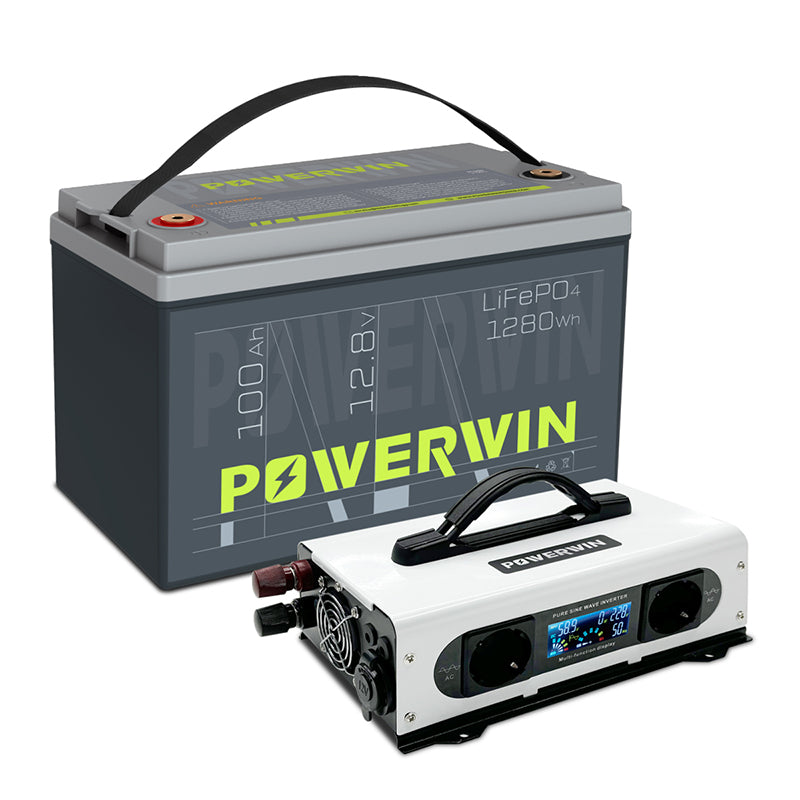 POWERWIN Portable Power Combo 1280Wh Lithium Battery+ 1200W Pure Sine Inverter BT100+PI1200