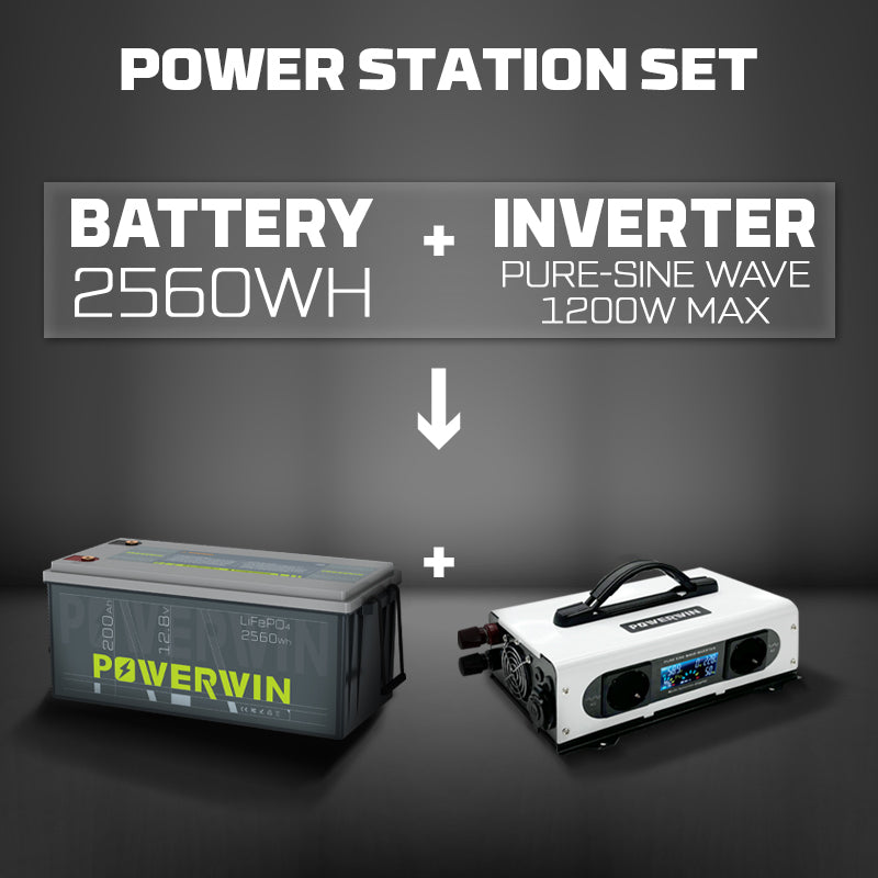 POWERWIN Portable Power Combo 2560Wh Lithium Battery+ 1200W Pure Sine Inverter BT200+PI1200