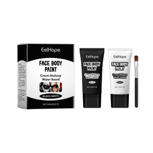Eelhope Halloween Black and White Foundation Paint Cream Easily Covers Skin Tone for Clown Makeup Effect