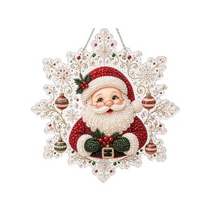 AMZ Christmas Pearl Diamond Painting Set - Santa Claus with Glasses, Christmas Decorations for Walls and Tables, Handmade Ornaments for a Festive Atmosphere