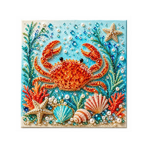 AMZ Ocean-Themed Pearl Art DIY Kit - Crab, for Decorating Spaces, Providing Fun and Stress Relief, High-Quality and Durable, Parent-Child Interactive, Educational and Entertaining DIY Kit