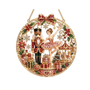 AMZ Christmas Pearl and Diamond Art Ornament Set - Dancing Beauty, a fashionable and creative round DIY home decoration for a festive Christmas atmosphere