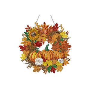 AMZ Diamond Art Hanging Decoration Set - Triple Pumpkin, Halloween, Christmas, Thanksgiving, Home Door Hanging Decoration, Family Interactive Activity