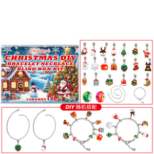 Dowmoo 24-grid Christmas DIY Bracelet Necklace Blind Box 24-grid Christmas Small Gift Jewelry DIY Christmas Set