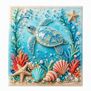 AMZ Ocean Turtle Square Diamond Painting Decorative Painting DIY Parent-Child Interactive Decoration Shining Other Toys