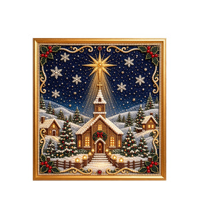 Dowmoo Christmas Pearl Painting Art DIY Kit - Christmas Winter Church Snow Scene, Christmas Holiday DIY Home Decoration Ornaments