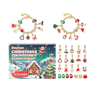 Dowmoo 24-Grid Christmas Bracelet Making Kit, Christmas Blind Box Advent Calendar Countdown Bracelet DIY Toy
