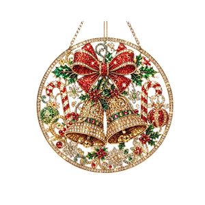 AMZ Christmas Pearl and Diamond Art Ornament Set - Christmas Bells, Fashionable and Creative Round DIY Home Decor for a Festive Christmas Atmosphere
