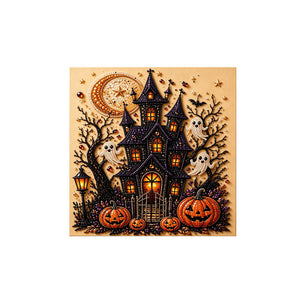 Dowmoo Halloween Pearl Art DIY Kit - Pumpkin, Ghost, Castle, and Tree - Creative Decorations for Holiday Parties, Parent-Child Crafts