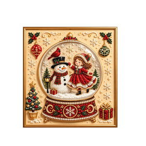 Dowmoo Christmas Pearl Painting Art DIY Kit - Christmas Crystal Ball, Snowman, and Little Girl - Christmas Holiday DIY Home Decoration Ornaments