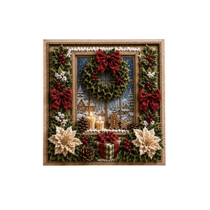 AMZ 3D Christmas Fabric Punch Needle Kit (Wreath) – Christmas DIY 3D Craft Set for Parents and Children