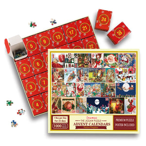 Dowmoo Christmas Advent Calendar Puzzle Christmas Creative 24-Grid Countdown Calendar Blind Box Puzzle Gift