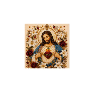 Dowmoo Christmas DIY Pearl and Diamond Art Kit - Jesus Sacred Heart, an innovative design for Christmas DIY stickers, decorations, and ornaments